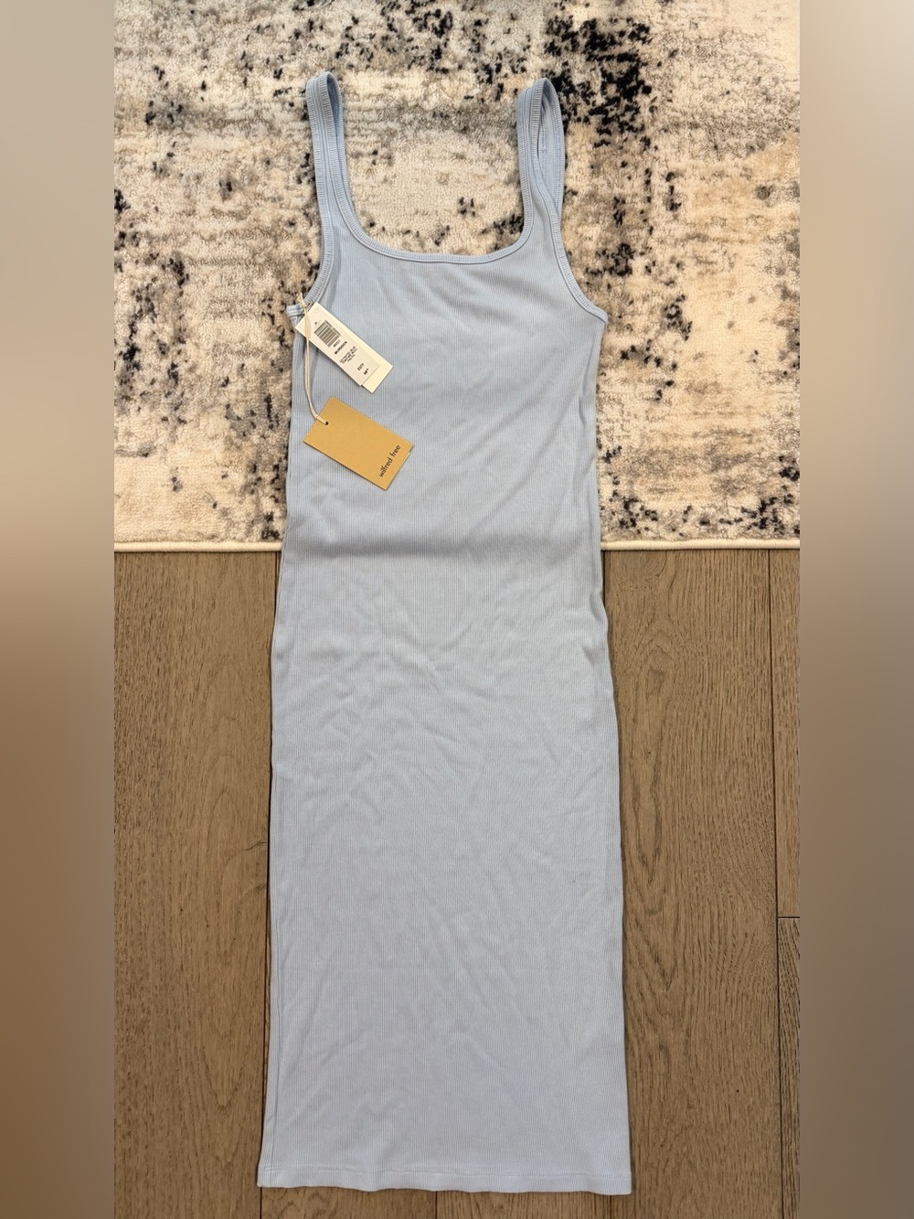 Sleeveless Ribbed Tank Dress in Light Blue
